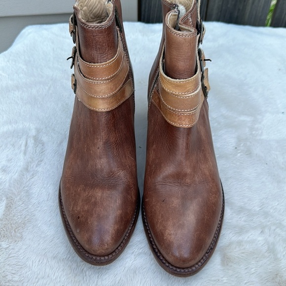 Bed Stu Benchmade Western Leather Ankle Boots With Buckles Straps Zip Women 9 - Picture 7 of 11